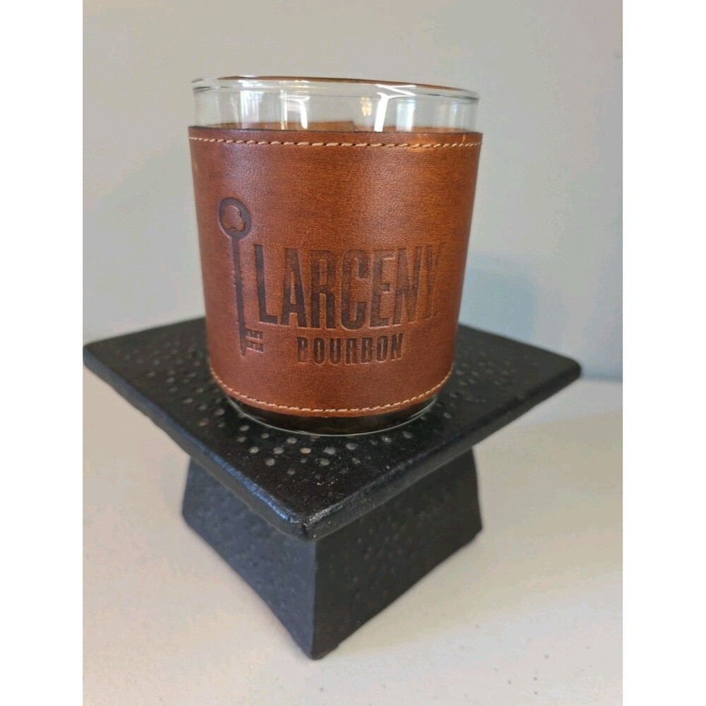 Clayton & Crume Leather Wrapped Rocks Glass w/ Larceny Bourbon Logo
